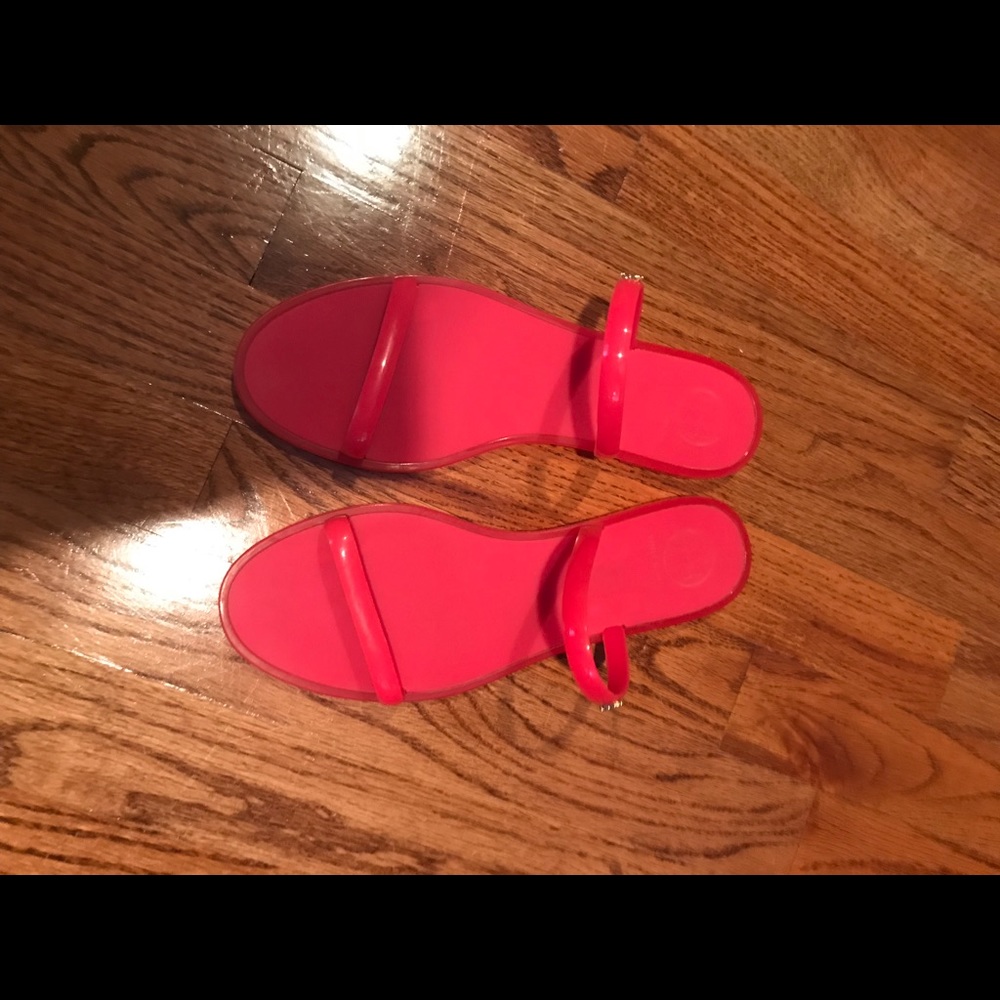 Tory Burch hot pink jelly slide sandals